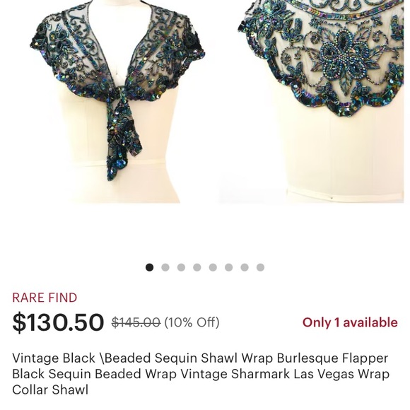 RARE!! Vintage, Exquisite, iridescent hand beaded Shaw. - Picture 6 of 6